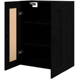 Wandregal in Schwarz-Eiche 69,5 x 34 x 90 cm aus Holzwerkstoff - Ideal für das Esszimmer, modernes Möbelstück für Stauraum und Organisation - Platzsparendes Regal