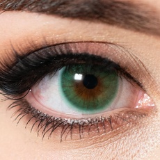 Kontaktlinsen farbig ohne Stärke grün | farbige Jahreslinsen | weiche Linsen soft Hydrogel | 2 Stück Farblinsen + Linsenbehälter | 0.0 Dioptrien | natürliche Farben | Charmiga Verde