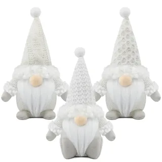 Gehydy Weihnachtswichtel Figuren 3er Set Weihnachtsdeko Wichtel Weihnachten Deko Wichtel Zubehör Dekoration Christmas für Home Küche - Weiß