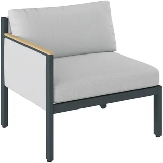 Dieter Knoll Loungeendteil , Anthrazit, Grau, Teakfarben , Holz, Metall, Textil , Teakholz , massiv , Füllung: Schaumstoff , 83.5x74x76 cm , Gartenmöbel, Loungemöbel, Lounge-Serien