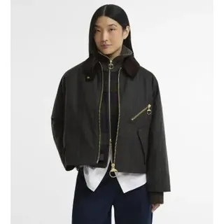 Barbour für Damen. LWX1567 Arlene Checked Wax Jacke aus gewachster Baumwolle grün (S), Lässig