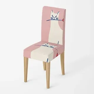 Stuhlhussen Rosa Katze Blume Stuhlhussen Schwingstühle Stretch Weiche Elasthan Hussen für Stühle Waschbar Stuhlbezug Abnehmbare Stuhlhussen 2er Set Langlebig Stuhlhusse Universal Stuhlbezüge