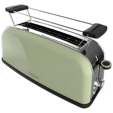 Cecotec Vertikaler Toaster Toastin' time 850 Green Long, 850W, Doppelter langer und breiter Schlitz 3,8 cm, Obere Stäbe, Edelstahl, Automatische Abschaltung und Pop-up-Funktion, Krümelablage