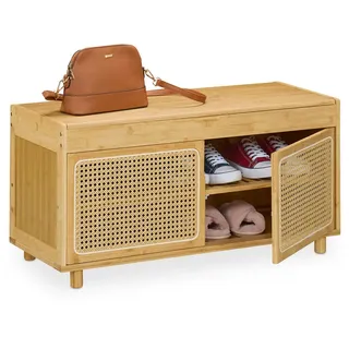 Relaxdays Schuhbank 90 x 45 x 37 cm beige / natur