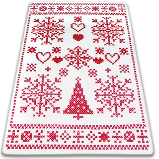 Teppich XMAS - F791 Creme/rot Weiß 80x150 cm - Weiß