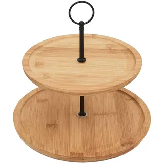 HOME DECO FACTORY 2-stöckige Etagere aus Bambus Desserts und Aperitifs Schwarz