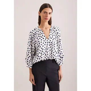 Klassische Bluse SEIDENSTICKER, Damen, Gr. L (40), weiß (off, weiß), 100% Viskose, gemustert, regular fit, V-Ausschnitt, Blusen Klassische Bluse, Tunika Druck
