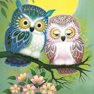 Pracht Creatives Hobby Diamond Painting Set, Bild mit Motiv Eulen und Zubehör, Bastelset zum Malen mit Glitzersteinchen, für Kinder ab 5 Jahren