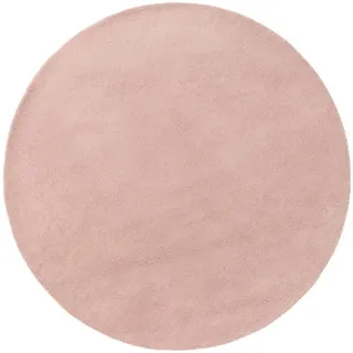 benuta Nest Wollteppich Bent Rosa ø 100 cm rund , Textil , Beton Optik , Rund , 100x100 cm , pflegeleicht , Teppiche und Böden, Teppiche, Schafwollteppiche