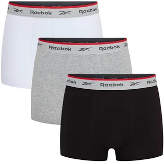 Reebok Ovett Boxershorts Herren Baumwolle | 3er Pack Unterwäsche mit Stretch | Atmungsaktive Herren Unterhosen | Kurze Passform für Alltag und Sport | Komfort Multipack