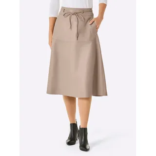 Lederrock CREATION L PREMIUM, Damen, Gr. 48, beige, 100% Lammnappaleder, unifarben, wadenlang, Röcke Lederrock