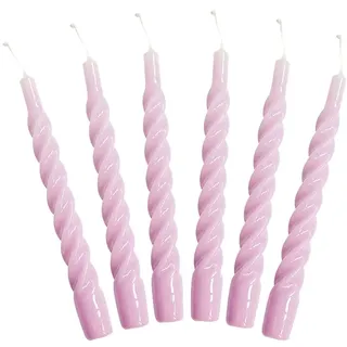 Candles with a Twist®, Stabkerzen gedreht, Hergestellt in Italien, 25 Farben verfügbar, Tafelkerzen lackiert, Spiralkerzen lange Brenndauer 5 Stunden, Kerzen Deko, 6 Stück, 2,2 x 21cm (Lila)