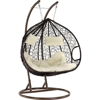 Kondela Hängender Schaukelstuhl Dalvea 2 Neu – Kupfer / Braun / Creme - Braun