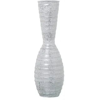 DRW Bodenvase aus Keramik in geriebenem Silber, 20 x 20 x 60 cm