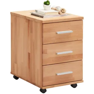 Linea Natura Rollcontainer , Buchefarben , Holz , Buche , massiv , 3 Schublade(n) Schubladen , 40x63x60 cm , Holzmöbel, Holztische, Schreibtische Holz, Rollcontainer Holz