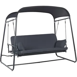 Gartenschaukel aus Mesh Stahl Dunkles Grau mit Liegefunktion modern Marsciano