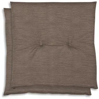 Gartensitzkissenset , Taupe , Textil , 2-teilig , Füllung: Schaumstoff, Vlies , quadratisch , 48x5x48 cm , Oeko-Tex® Standard 100 , pflegeleicht, für den Außenbereich geeignet , Gartenmöbel, Gartenpolster & Auflagen, Gartenkissen