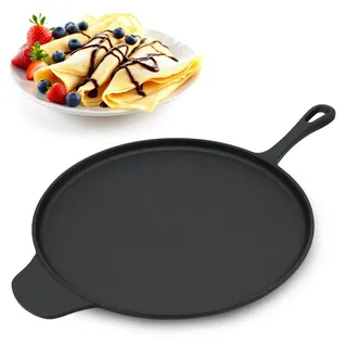 Gusseisen Pizza und Crepes Pfanne - Ø 30 cm - Grill Guss Pfanne