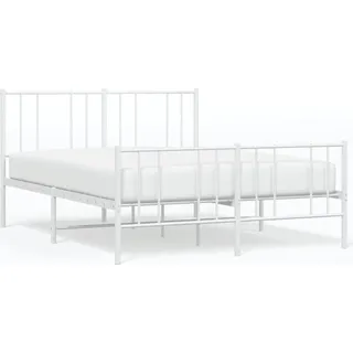 vidaXL Bettgestell mit Kopf- und Fußteil Metall Weiß 120x200 cm - Weiß
