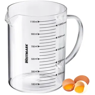 Westmark Messkanne aus Glas – Ideal zum Abmessen von Zutaten beim Backen und Kochen, mikrowellengeeignet, temperaturbeständig, egonomischer Griff – 1,1 Liter