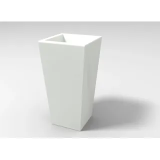 Kloris Moderne Vase, quadratisch, für Innen- und Außenbereiche, 34 x 34 cm, Modell EGIZIO Höhe 65 cm, Weiß mit vollem Fassungsvermögen