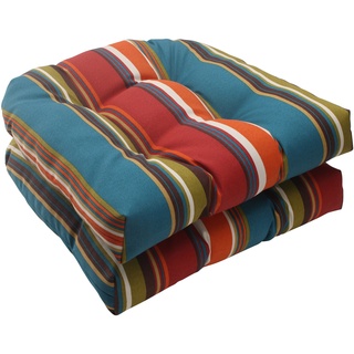 PERFECT PILLOW Kissen perfekt 500041 Outdoor Westport Geflecht Sitzkissen in blaugrün – Set von 2 – Turquoise-Green-Brown-red-orange