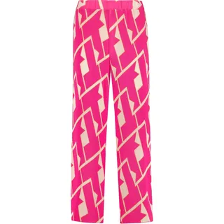 Gerry Weber Damen Plisseehose MirELA Gemustert 7/8 Länge, leicht verkürztes Bein Lila/Pink Druck 44 - Rosa