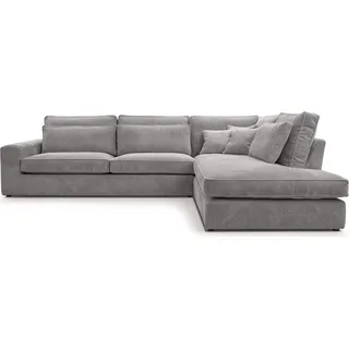 MEBLITO Sofa Big Sofa Ecksofa Satia Mini L Form Funktionssofa Wohnlandschaft Design Couch Seite Rechts Grau (Lincoln86) - Grau