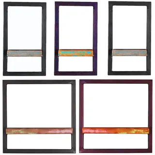 Mid.you Wandregalset , Multicolor, Schwarz , Holz, Metall , 5-teilig , Altholz,Altholz , massiv , 5 Fächer , 75x75x25 cm , Wohnzimmer, Regale, Wandregale