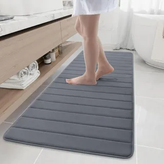 Buganda Weiche Badematten aus Memory-Schaum, rutschfest, saugfähig, Badezimmerteppiche, extra groß, Läufer, Lange Matte für Küche, Badezimmer, Böden, 61 x 177,8 cm, Dunkelgrau