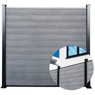 Floordirekt WPC Sichtschutzzaun 180 x 180 cm Ash Grey/Aluminium