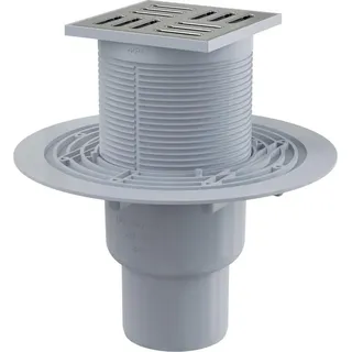 AlcaDrain Bodenablauf 105×105/50/75 mm mit einem senkrechten Abgang, Edelstahl Rost, Geruchsverschluss mit Sperrwasser