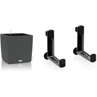 Lechuza Cube Cottage 30 Granit 15372 & Balkonkastenhalter Schwarz(1 Stück = 1 Paar) schwarz 19033