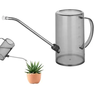 OFFCUP Gießkanne aus Kunststoff, 1 l, langer Ausgießer, Streutopf für Pflanzen, Bonsai, Sukkulenten (grau), drinnen und draußen, Garten