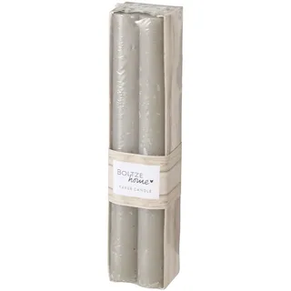Boltze Stabkerze Melia (4-tlg., hellgrau, 20 cm, aus Wachs, klassisches Design, Stabkerze, Kerze, hellgraue Kerze, Deko) 2011347