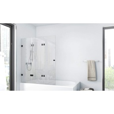 MARWELL rahmenloser Badewannenaufsatz 120 x 140 cm Küchen- & Badinstallation 120 x 140 cm Matt Schwarz