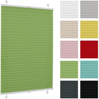 Plissee ohne Bohren 80 cm x 80 cm - Pistazien - Plissee Klemmfix, Rollos für Fenster ohne Bohren, Jalousien Fenster für innen, Raffrollo, Fensterplissee