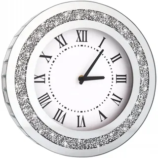 dmdfirst Silberne runde Spiegeluhr 30,5 cm 30,5 silber