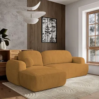 masseno Ecksofa MODENZA P L-S mit Schlaffunktion L-Form, Sofa mit Bettkasten, Wohnzimmersofa, Couch, Soffa, Bettsofa, Couchgarnitur- Gelb, POSO 01 - Gelb