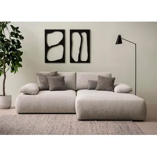 DOMO. collection Ecksofa Soto, kleines Sofa in L-Form mit Taschenfederkern, Eckcouch, Modulsofa 244 x 188 x 80 cm (BxTxH), Silber-grau