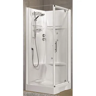 Novellini Neu Holiday GF80 Hydro-Massage 80x80cm Thermostat Durchsichtig Weiß