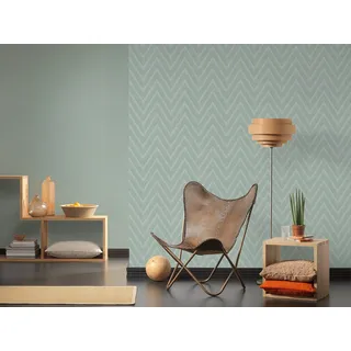 A.S. Creations Livingwalls Vliestapete Hygge Tapete mit Zick Zack Muster 10,05 m x 0,53 m blau grün Made in Germany 363844 36384-4