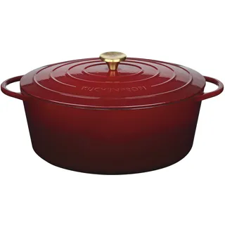 Küchenprofi Gusseisen Bräter mit Deckel oval, médoc, 35 cm, Schmortopf, Auflaufform, Dutch Oven, Brotbacktopf, emailliert, für alle Herdarten (inkl. Induktion), zum Schmoren, Backen, Braten