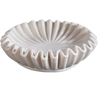 BBTISG Geriffelte dekorative Obstschale, 15 x 15 x 6 cm 300ml Rillen Kanten Dekorative Schüssel Elegante Dekorative Schüssel für Wohnzimmer, Styling, Couchtisch, Bücherregal (weiß)