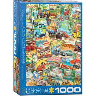 1000 Teile Puzzle - Puzzle - Vintage Classic Reise Werbung + Puzzle Alu Rahmen für 1000er