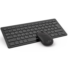 seenda Funktastatur mit Maus Klein, Tragbare Mini Tastatur und Maus mit USB Emfänger für PC/Laptop/Smart TV/Zuhause/Büro/Reise, QWERTZ Layout und leises Klick(Schwarz)