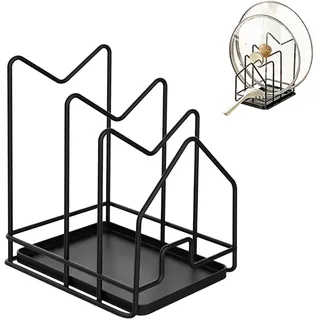 duisoad Schneidebrett Rack Schneidebrett Ständer Schwarz Halter Topfpfannendeckel für Aufbewahrung von Topfdeckeln, Schneidebrettern, Tabletts und Geschirr, 20,4 x 18,3 x 12,7 cm