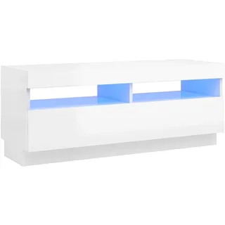 vidaXL TV-Schrank mit LED-Leuchten Hochglanz-Weiß 100x35x40 cm - Weiß