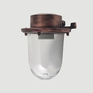 Außenwandlampe Messing Glas H: 18 cm IP64 in Kupfer antik E27 Maritim Leuchte