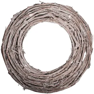 Rayher 65272505 Rebenkranz weiß gewischt, 40 cm Ø, natur, flach, Höhe 3 cm, Dekokranz, Tischkranz, Adventskranz, Türkranz, Kranz aus Zweigen, Naturkranz, Wandkranz